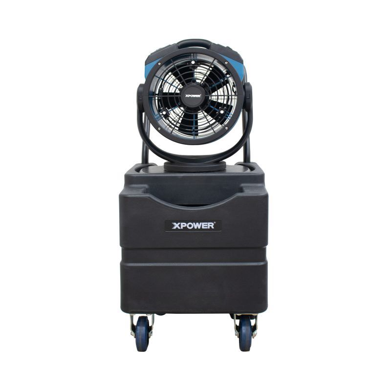 XPOWER FM-68WK Multi-purpose Misting Fan with Built-In Water Pump & WT-45 Mobile Water Reservoir front view