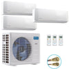Mr. Cool 4th Gen 3-zone heat pump split system with 12k+12k+12k air handlers - 36000 BTUPowerful MRCOOL mini split AC with 3-zone heat pump and 36000 BTU cooling capacity - Wall Mounted Side View