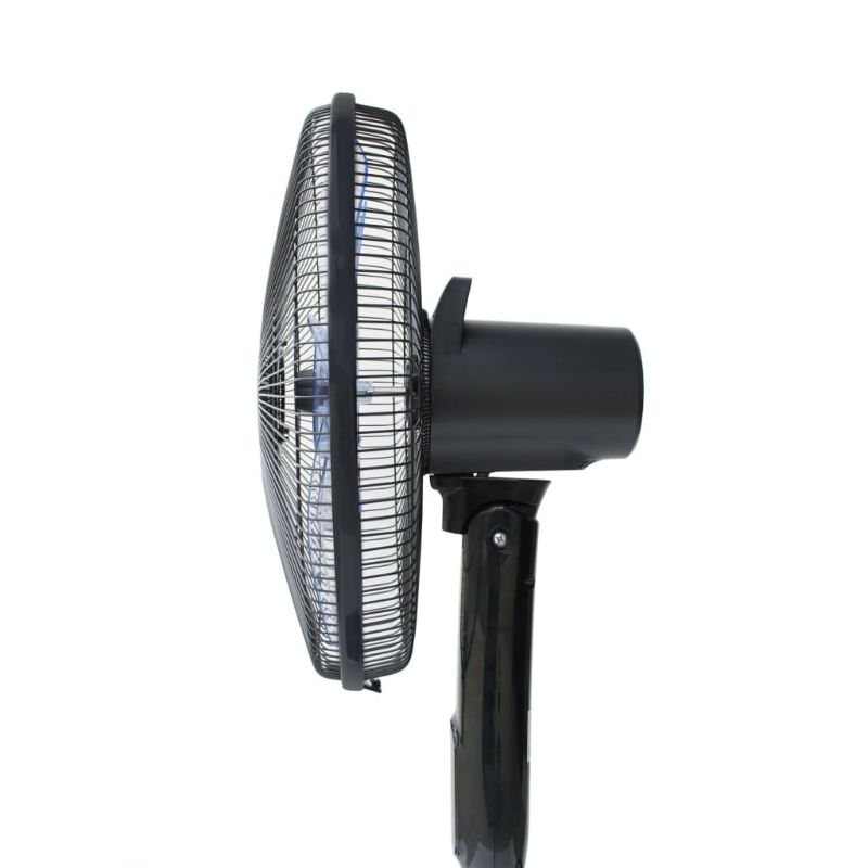 SPT SF-16D48BK: 16″ DC-Motor Energy Saving Stand Fan with Remote and Timer – Piano Black - Close Up Side View