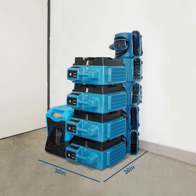 XPOWER X-2480A Professional 3-Stage HEPA Mini Air Scrubber in blue - stacked on one another