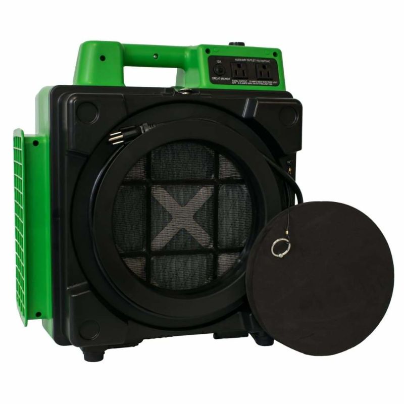 XPOWER X-2480A Professional 3-Stage HEPA Mini Air Scrubber in green cover off