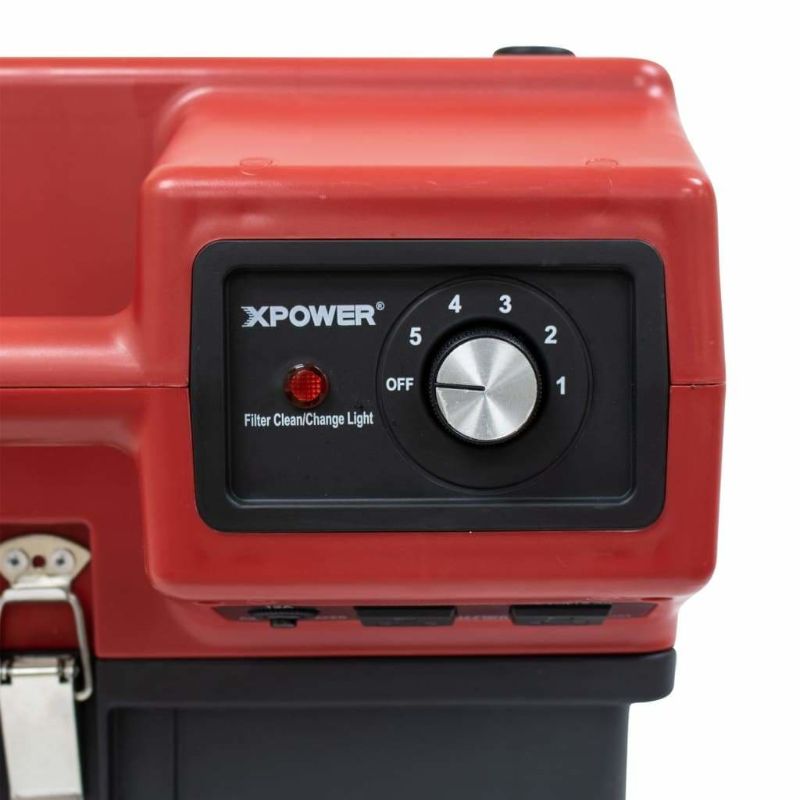 XPOWER X-2480A Professional 3-Stage HEPA Mini Air Scrubber in red control panel