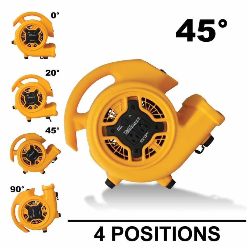XPOWER P-130A Compact Air Mover with Daisy Chain - Different Positions