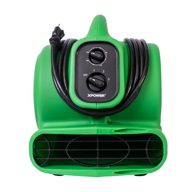 XPOWER P-230AT 1/4 HP Mini Air Mover - Green Front View Wrap Around
