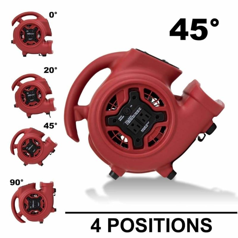 XPOWER P-230AT 1/4 HP Mini Air Mover - Red 4 Positions