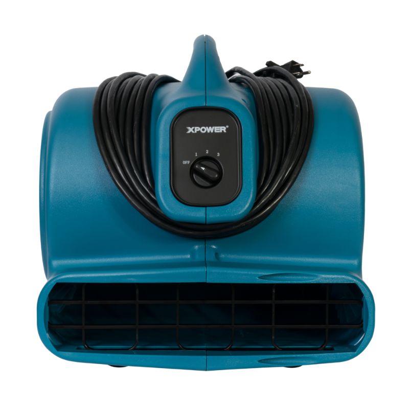 XPOWER P-630 1/2 HP 2980 CFM 3 Speed Air Mover, Carpet Dryer, Floor Fan, Blower - Front View Wrap Around Cord
