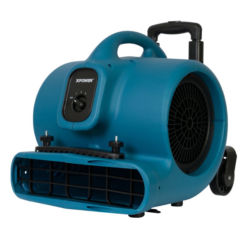 XPOWER P-630HC 1/2 HP Air Mover w/ Telescopic Handle & Wheels & Carpet Clamp - Right View