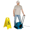 XPOWER P-800H 3/4 HP Air Mover with Telescopic Handle & Wheels - Telescopic Handle w/ Caution Sign