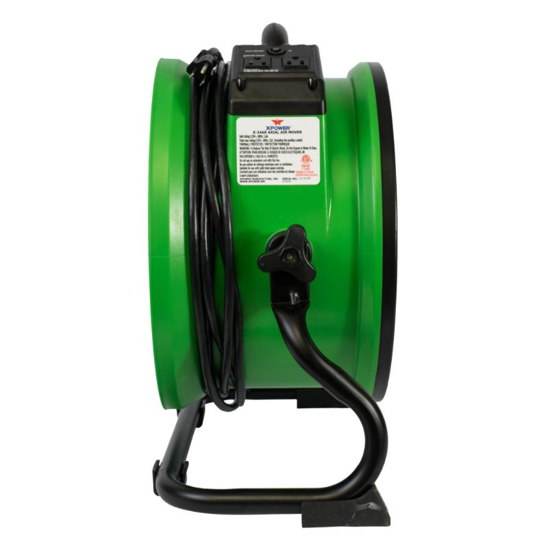 XPOWER X-34AR Professional Sealed Motor Axial Fan (1/4 HP) - Side View Green