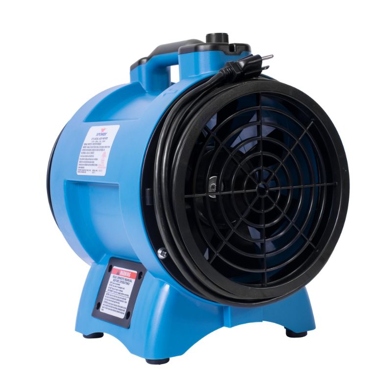 XPOWER X-8 Variable Speed 8" Diameter Industrial Confined Space Ventilator Fan - Left Front View