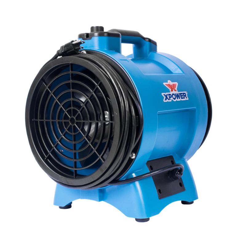 XPOWER X-8 Variable Speed 8" Diameter Industrial Confined Space Ventilator Fan - Right Front View