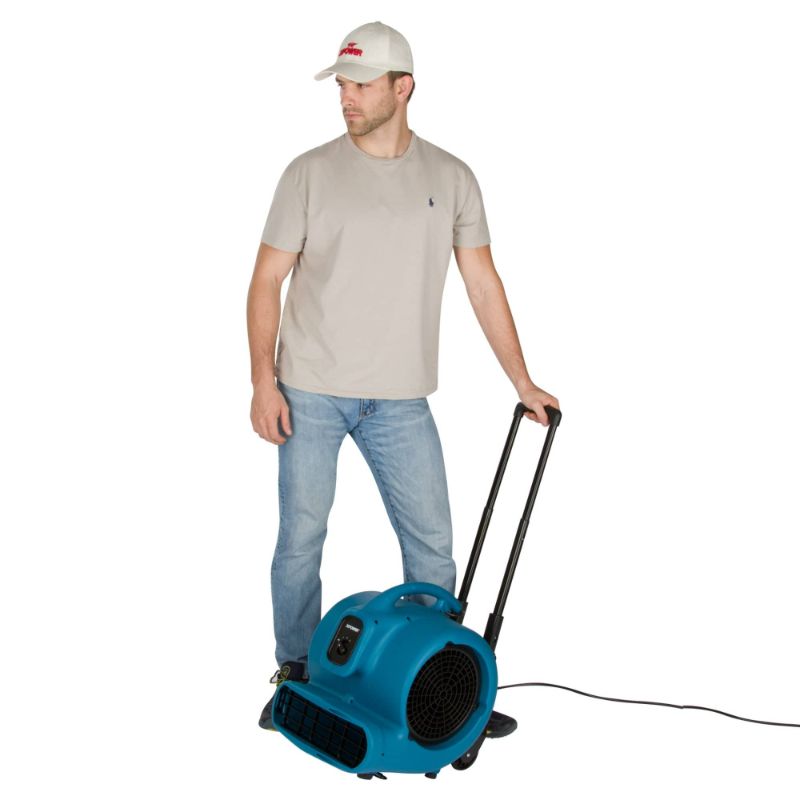 XPOWER X-830H 1 HP Air Mover w/ Telescopic Handle & Wheels - Telescopic Handle Out