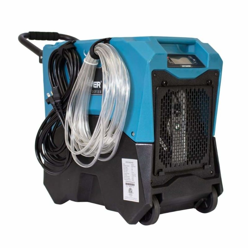 XPOWER XD-85L2 85 PPD Commercial LGR Dehumidifier with Automatic Purge Pump - Blue Pump View Angled