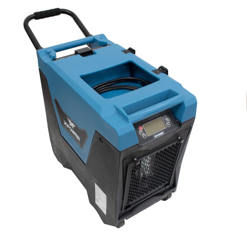 XPOWER XD-85L2 85 PPD Commercial LGR Dehumidifier with Automatic Purge Pump - Top View Blue