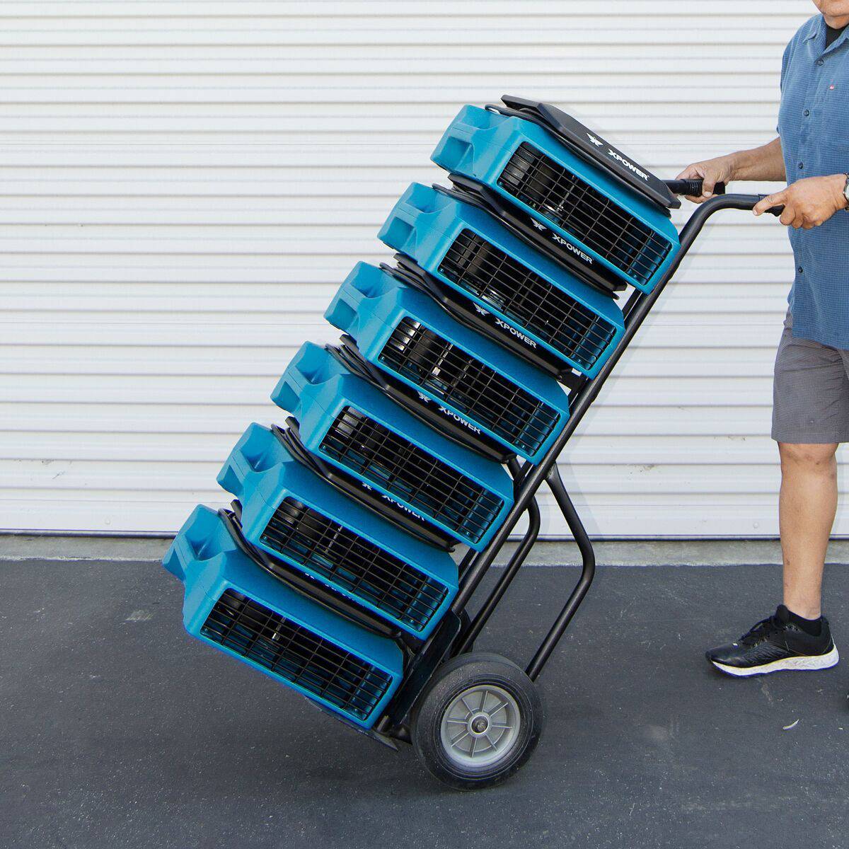 XPOWER XL-730A Professional Low Profile Air Mover (1/3 HP) - Stacked On Trolly