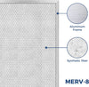AlorAir MERV-8 Air Filter Capturing Large Airborne Particles for Healthier Living Spaces. Aluminum Frame. Synthetic Fiber. 