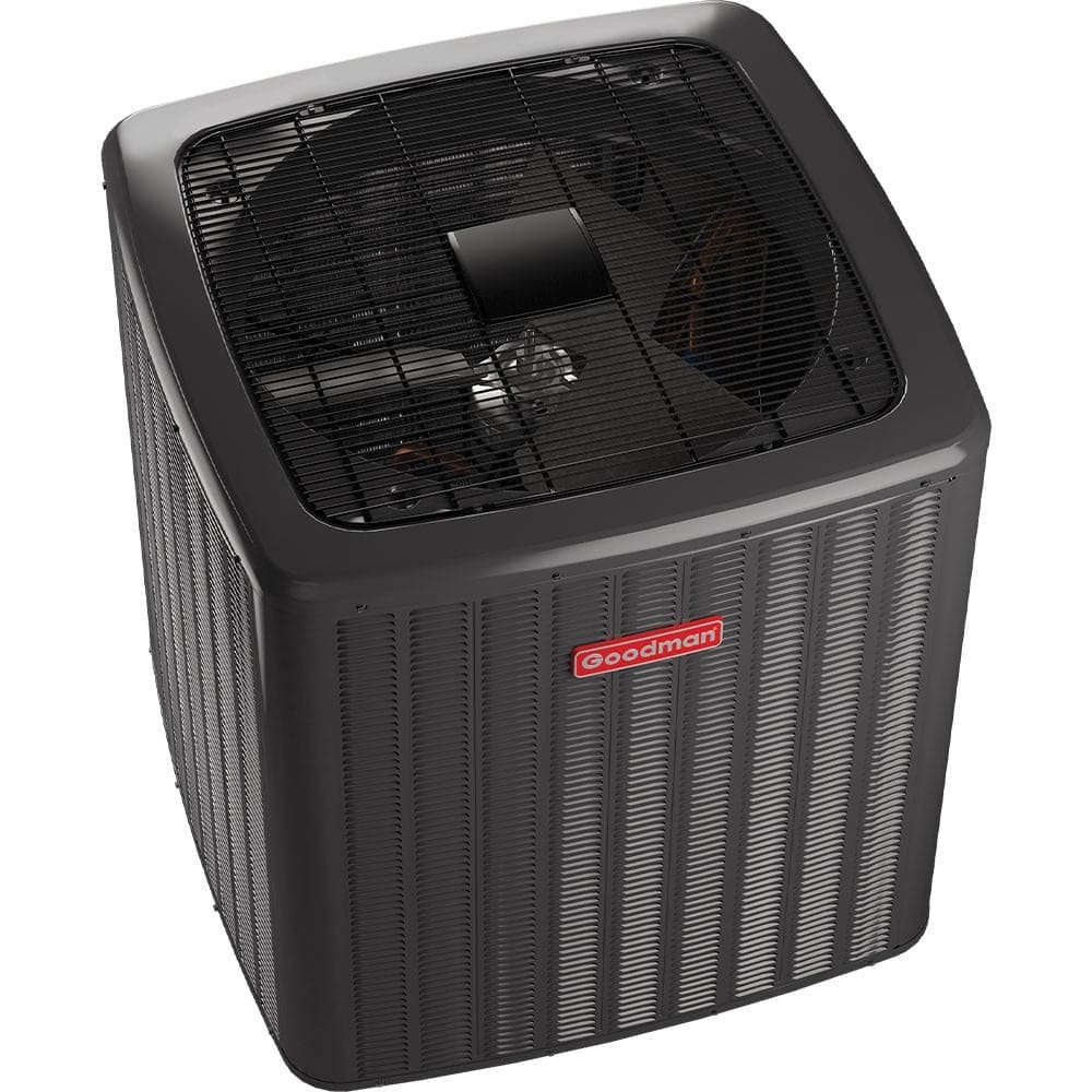 Goodman 2 Ton 18 SEER Stage Air Conditioner Condenser - Top Left Angle
