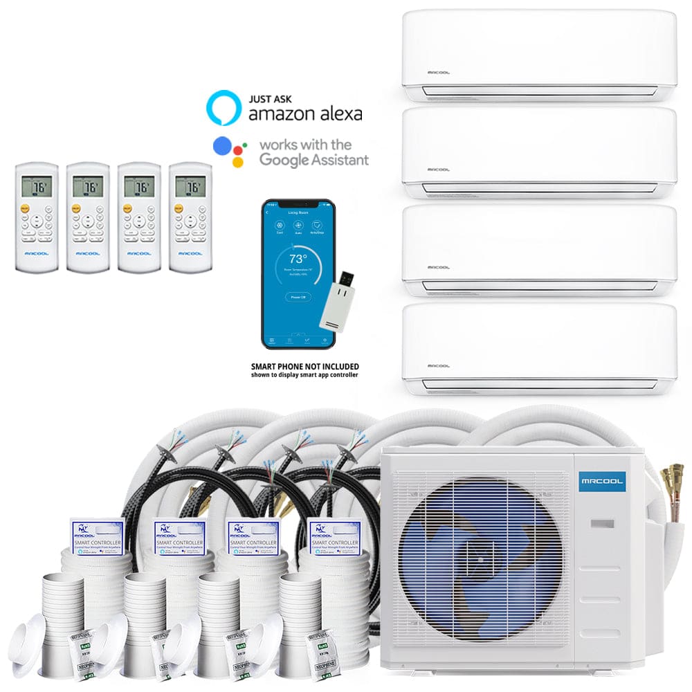 Smart Home Comfort: MRCOOL DIY 4th Gen 36,000 4-Zone Heat Pump Condenser with Air Handlers