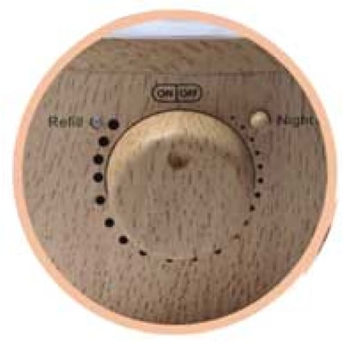 SPT SU-2550GN: Ultrasonic Humidifier with Fragrance Diffuser [Wood Grain] - Close Up Control Panel